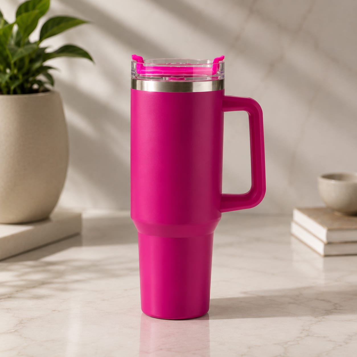 1200ML Travel Tumbler with Handle | Double Wall Stainless Steel Insulated Cup | Reusable Hot & Cold Beverage Mug