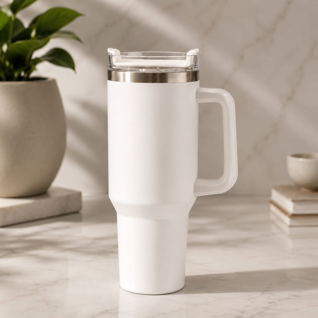 1200ML Travel Tumbler with Handle | Double Wall Stainless Steel Insulated Cup | Reusable Hot & Cold Beverage Mug