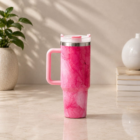 1200ML Marble Design Stainless Steel Insulated Tumbler with Handle | Double Wall Vacuum Travel Mug for Hot & Cold Drinks